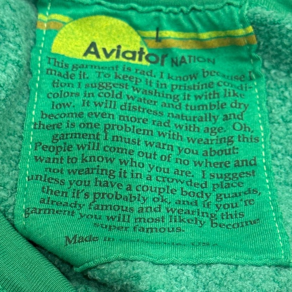 Aviator Nation Green Smiley Face Sweatshirt Large EUC - Picture 4 of 4